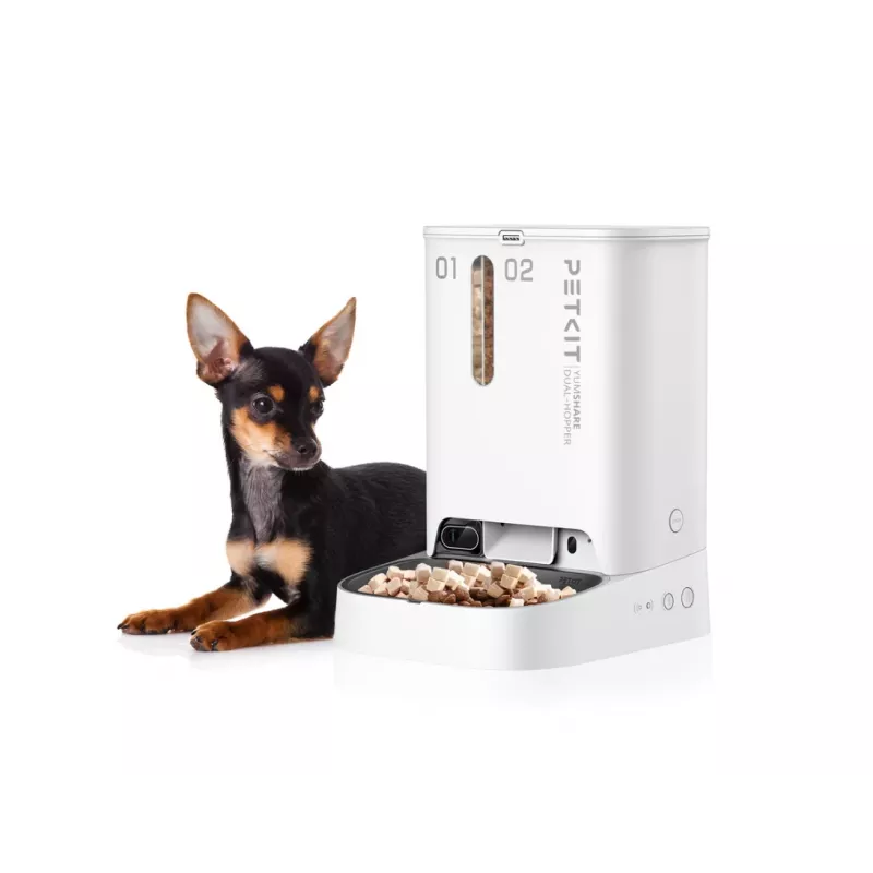 Automatinis dvigubas ėdalo ir vandens dozatorius PETKIT YUMSHARE P591 — ABS korpusas, baltas, universalus šunims ir katėms
