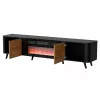 Spintelė TV Cama Meble Volare 200 x 39 x 49 cm juoda/riešutas su elektriniu židiniu