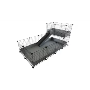 C&C Modular Cage 4x2 su Loft 2x1 ir Pilku Rampu – C&C modulinis narvas jūrų kiaulytėms, 145×75×75 cm, 10 kg