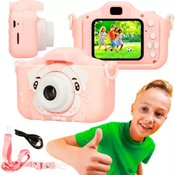 Vaikų skaitmeninis fotoaparatas Extralink H28 SINGLE PINK – rožinė/balta, nuo 3 metų