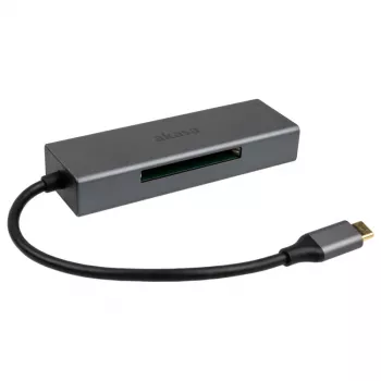 Kortelių skaitytuvas Akasa AK-CR-09BK USB 2.0 Type-C pilkas