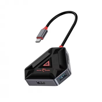 USB-C stotelė SBOX HEXAGON 6-in-1 su HDMI ir Ethernet, Type-C balta