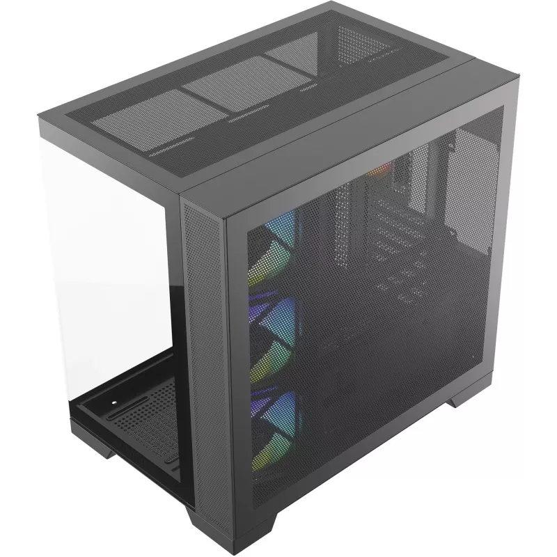 Korpusas Silentware View A-RGB Black VIEWBLACK vidutinis bokštas su A-RGB apšvietimu