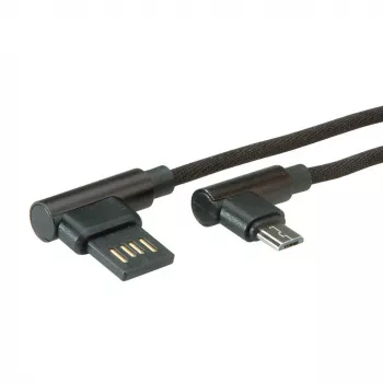 ROLINE USB 2.0 laidas, kampuotas, Type A reversinis - Micro B, ST/ST, juodas, 0,8 m (11.02.8720)