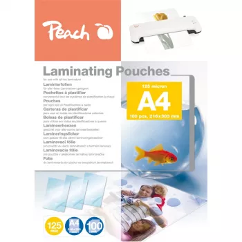 Peach PP525-02 laminavimo maišeliai A4 125 mikronų, 100 vnt.