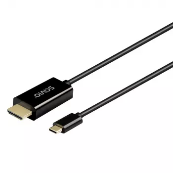 USB-C laidas SAVIO CL-191 2 m — USB-C į USB-C, vyriškas į vyrišką, juodas, plastikinis apvalkalas, varinis laidininkas