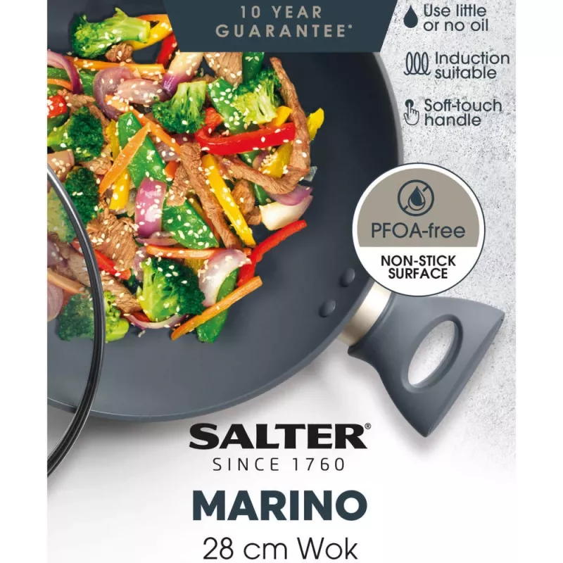 Wok keptuvė Salter BW12267EU7 28 cm, nelipni danga, tinka indukcijai