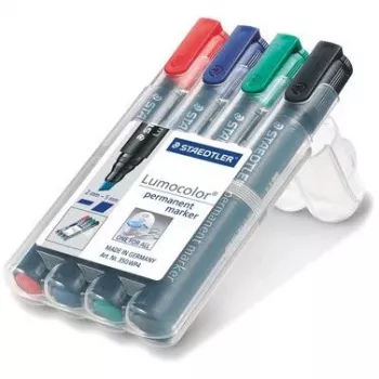 Markeriai Staedtler Lumocolor 350 WP4 4 vnt. Juoda Mėlyna Žalia Raudona