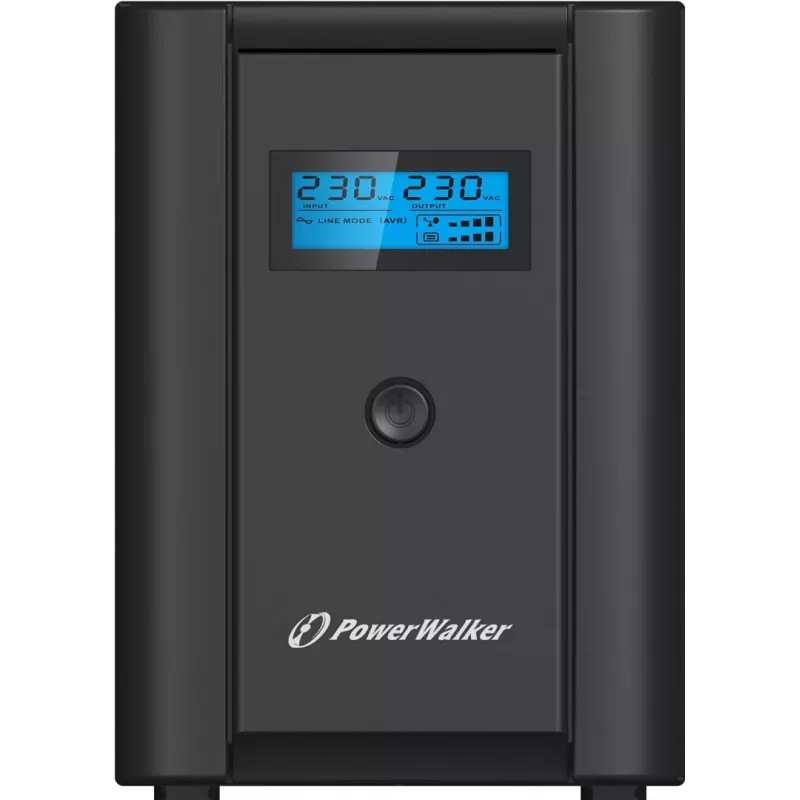 PowerWalker VI 1200 SHL linijiškai interaktyvus UPS 1200 VA (1,2 kVA), 600 W, 4 lizdai (2x Schuko, 2x IEC C13), USB, LCD, juodas