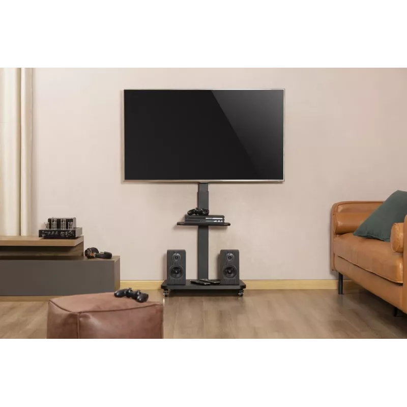 Gembird TVS-75S-02 TV grindinis stovas su ratukais, 37–75 col., juodas