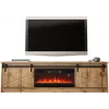 TV spintelė Cama Meble GRANERO su židinio moduliu, Wotan ąžuolas, 2000×350×567 mm, 2 durys, 2 lentynos