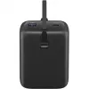 Powerbank 20 000 mAh su integruotu USB-C laidu 13 cm, 30 W, juodas, 20 Ah, 1x USB-A, 2x USB-C, PD, QC