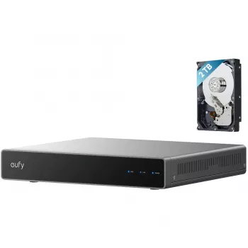 Tinklinis vaizdo registratorius Eufy S4 — 8 kanalų NVR, 4K (3840x2160), 2 TB HDD, plečiamas iki 16 TB, juodas/pilka