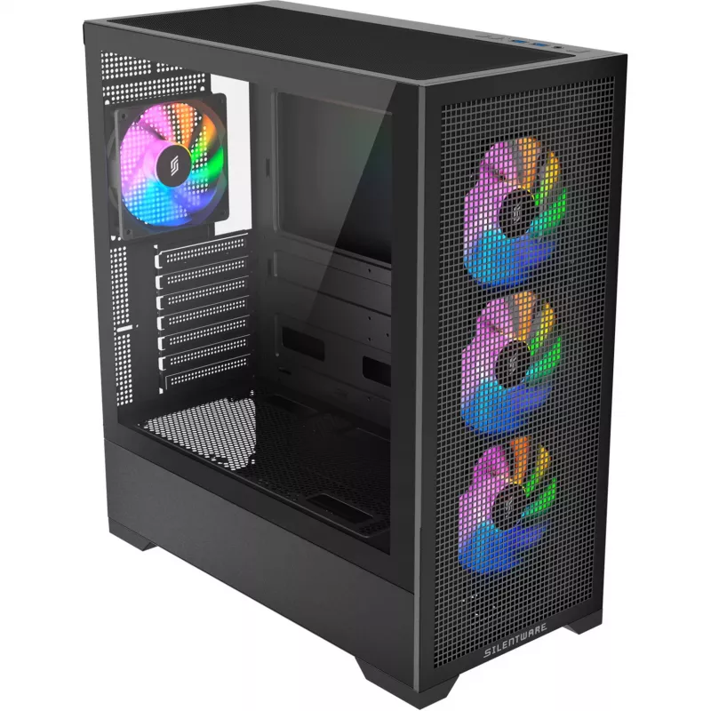 Korpusas Silentware Core 100 A-RGB Juodas — CORE100BLACK, vidutinis bokštas, A-RGB apšvietimas