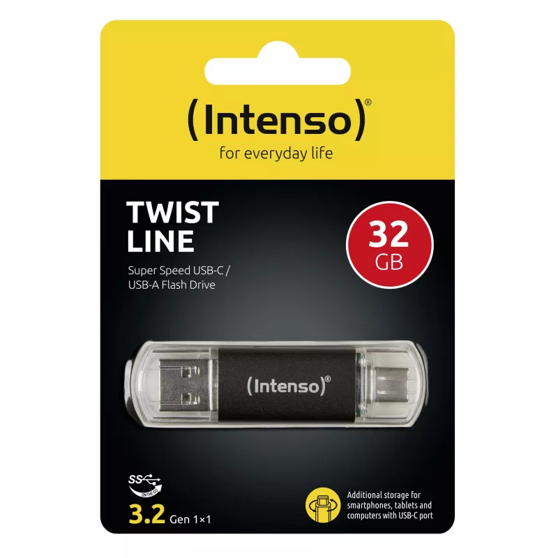 Intenso Twist Line 64GB USB 3.2 atmintinė su USB-A ir USB-C jungtimis