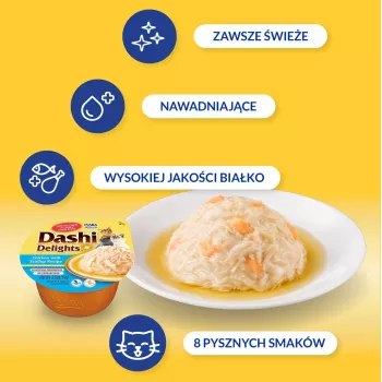 INABA Dashi Delights vištiena su jūros šukutėmis sultinyje – skanėstai katėms – 70g