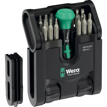 Wera Tool-Check Modular Micro 1 21 dalių rinkinys – kompaktiškas atsuktuvų ir antgalių rinkinys