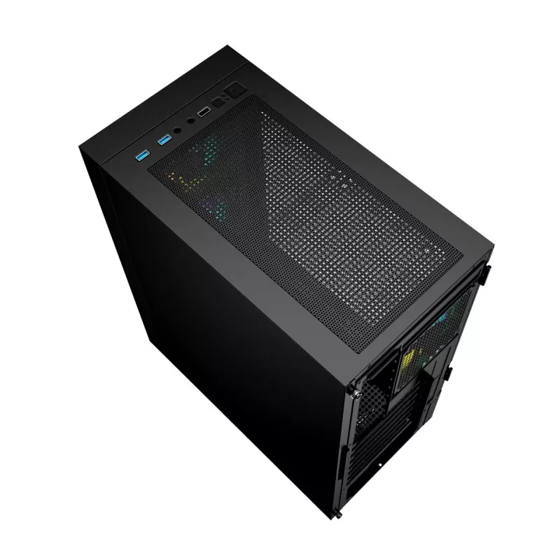 Korpusas GEMBIRD CCC-FC-4000 Midi Tower juodas, grūdintas stiklas, RGB apšvietimas, ATX/Micro-ATX/ITX