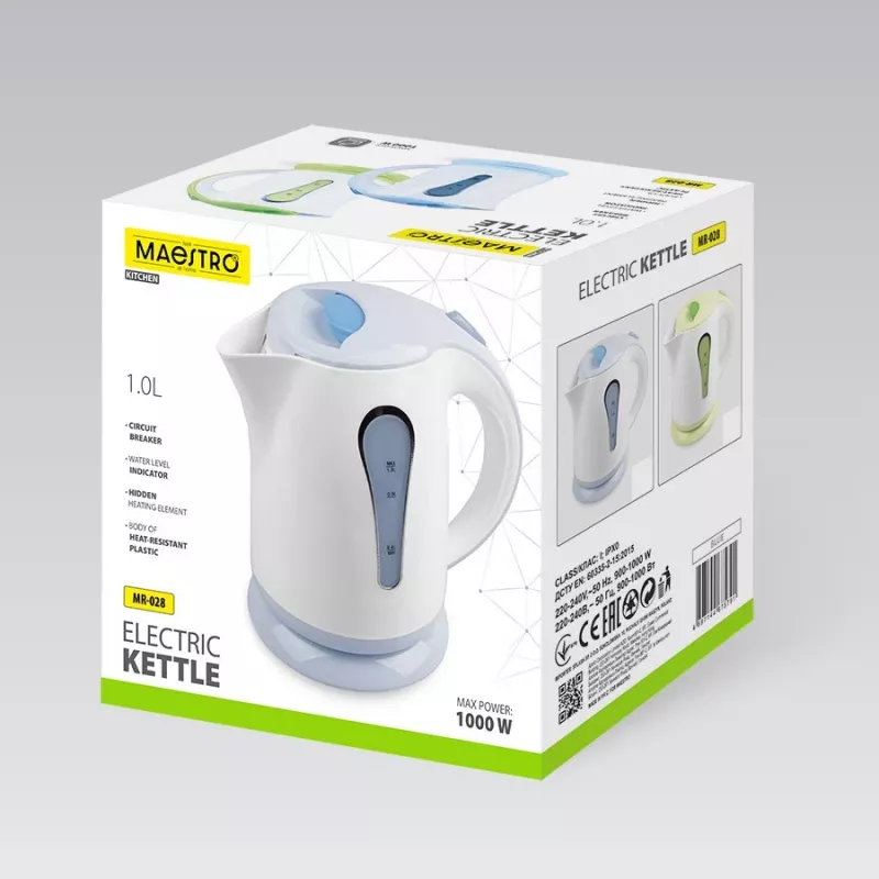 Elektrinis virdulys Maestro MR-028-BLUE, 1 L, 1000 W, mėlynas