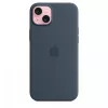 Apple iPhone 15 Plus Silikoninis Dėklas su MagSafe – Storm Blue