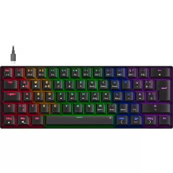 Mechaninė žaidimų klaviatūra Speedlink ATMOS RGB — kompaktiškas išdėstymas, RGB apšvietimas