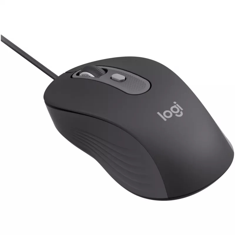 Logitech Signature Wired M520 versijai skirta optinė laidinė pelė USB-C Plug-and-Play Windows/Mac/Chrome/PC/nešiojamieji kompiuteriai - Graphite