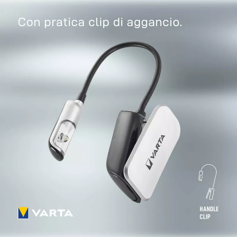 Varta 16618 – Segtuvinis žibintuvėlis, juodas-sidabrinis, LED, 9 lm