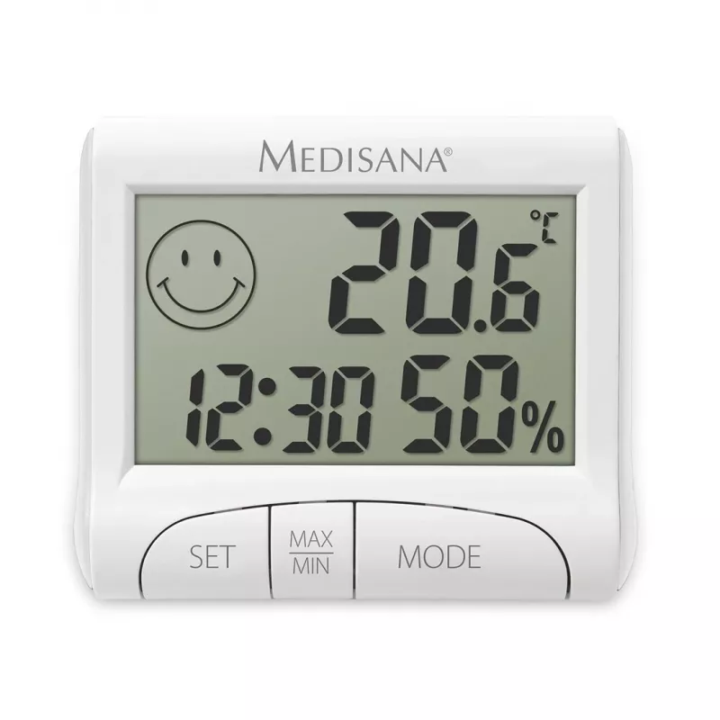 Medisana HG 100 skaitmeninis termohigrometras, patalpų temperatūros ir drėgmės matuoklis, baltas