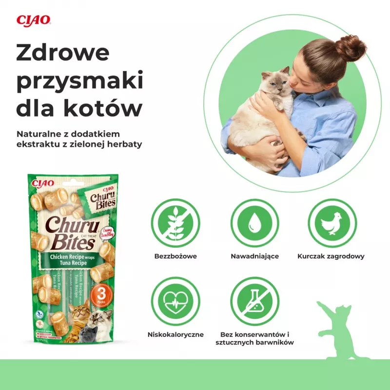 INABA Churu Bites Tuna su vištiena - skanėstai katėms - 3x10 g