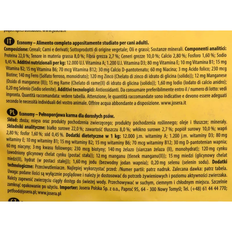 Josera JosiDog Economy 15 kg Suaugusiems šunims su kiauliena ir daržovėmis