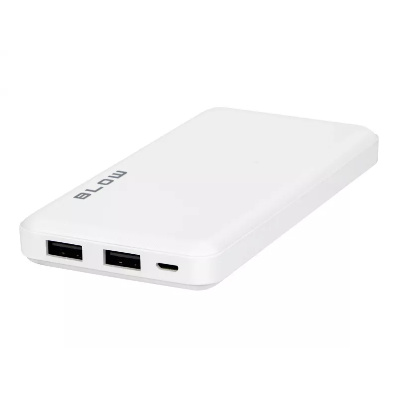 Nešiojamas įkroviklis BLOW PB10A 10000mAh (37Wh), 2x USB-A išėjimai, 22.5W bendra galia, Micro-USB įėjimas, polimerinė baterija