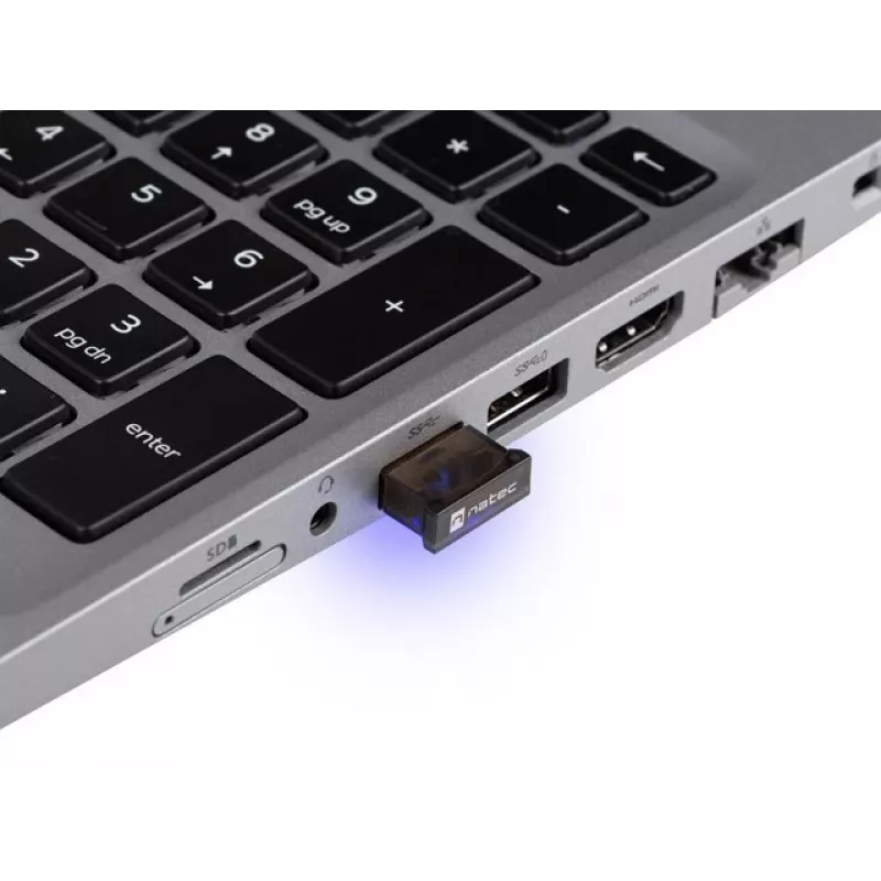 BLE švyturėlis NATEC NBD-2003 USB Bluetooth 5.0 adapteris – juodas, 20 m atstumas, USB Type-A