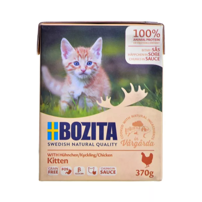 BOZITA Fresh Menu Kitten Chunks in sauce šlapias kačių ėdalas kačiukams 370g
