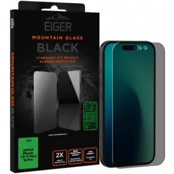 Grūdinto stiklo privatumo ekrano apsauga Eiger EGMSP00334, skirta Apple iPhone 16 Pro / 17 / 17 Pro