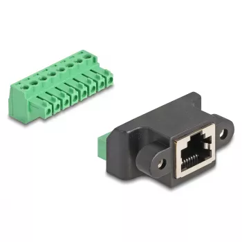 DeLOCK RJ45 kištukas į gnybtų bloko adapterį 2 kontaktai 66589 Juoda Žalia