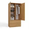 Topeshop SZAFA MALWA ART bedroom wardrobe/closet 5 shelves 2 durelės(s) ąžuolas