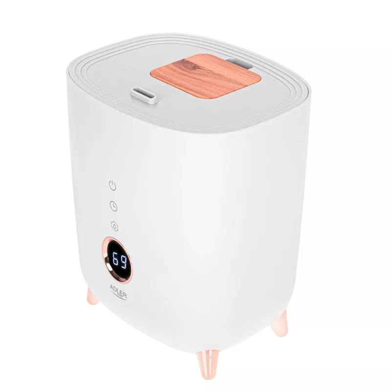 Ultragarsinis drėkintuvas Adler AD 7972 – 4 l bakas, 300 ml/h, iki 35 m², 23 W, baltas