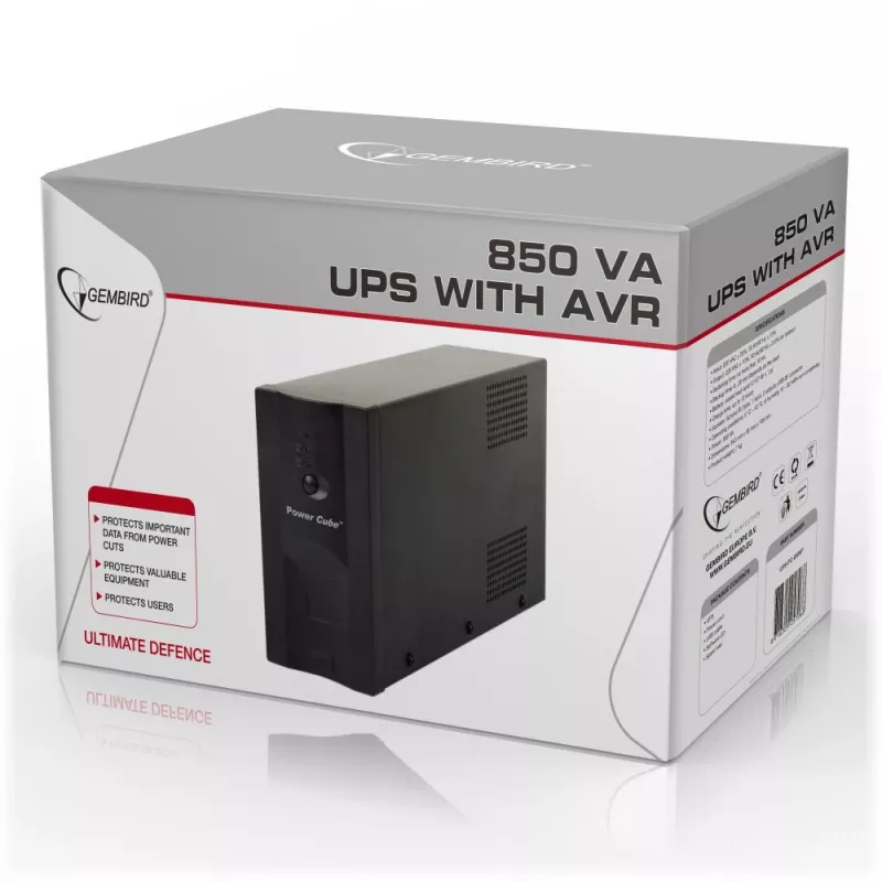 Gembird UPS-PC-850AP nepertraukiamo maitinimo šaltinis (UPS) Line-Interactive 0,85 kVA 520 W 4 AC išvadai