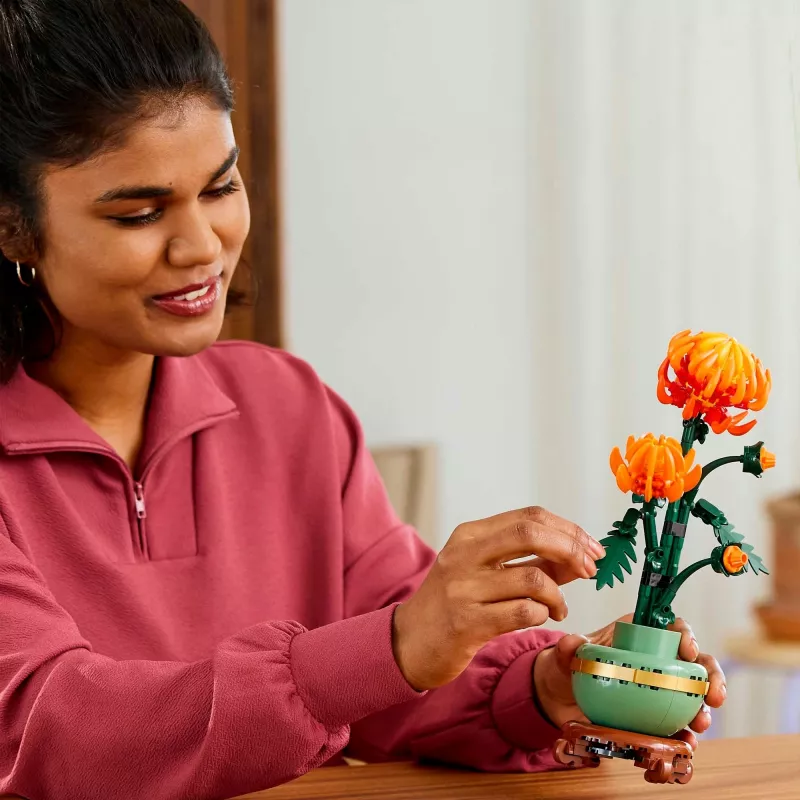 LEGO Icons Chrizantemos gėlės konstravimo rinkinys suaugusiems – dirbtinė gėlė iš kaladėlių, dovana namams ar biurui