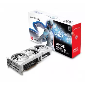 Vaizdo plokštė Sapphire Radeon RX 9070 XT — 16 GB GDDR6, PCIe 5.0, 256 bit, 320 mm, 3 lizdai, balta