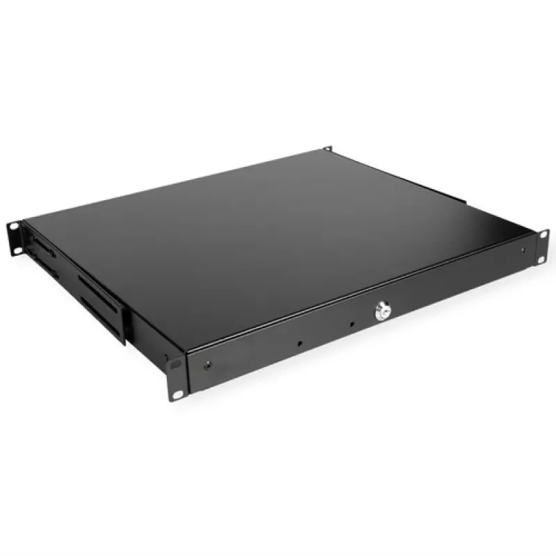 ROLINĖ 19 inch 1U užrakinamas stalčius juodos ABS spalvos