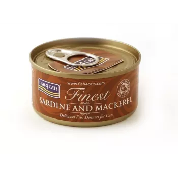 Šlapias kačių ėdalas FISH4DOGS Sardinės ir skumbrės maišelis 70 g, žuvies skonio, suaugusioms katėms, baltymai 12%, drėgmė 85%