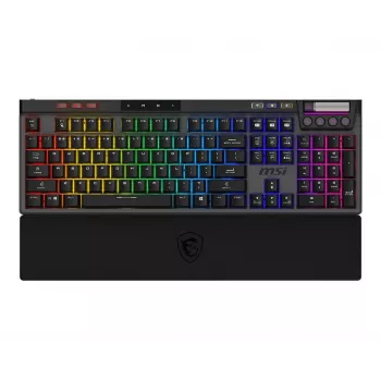 Mechaninė žaidimų klaviatūra MSI Strike Pro W Silent US išdėstymas RGB apšvietimas, laidas, tylūs lytėjimo jungikliai