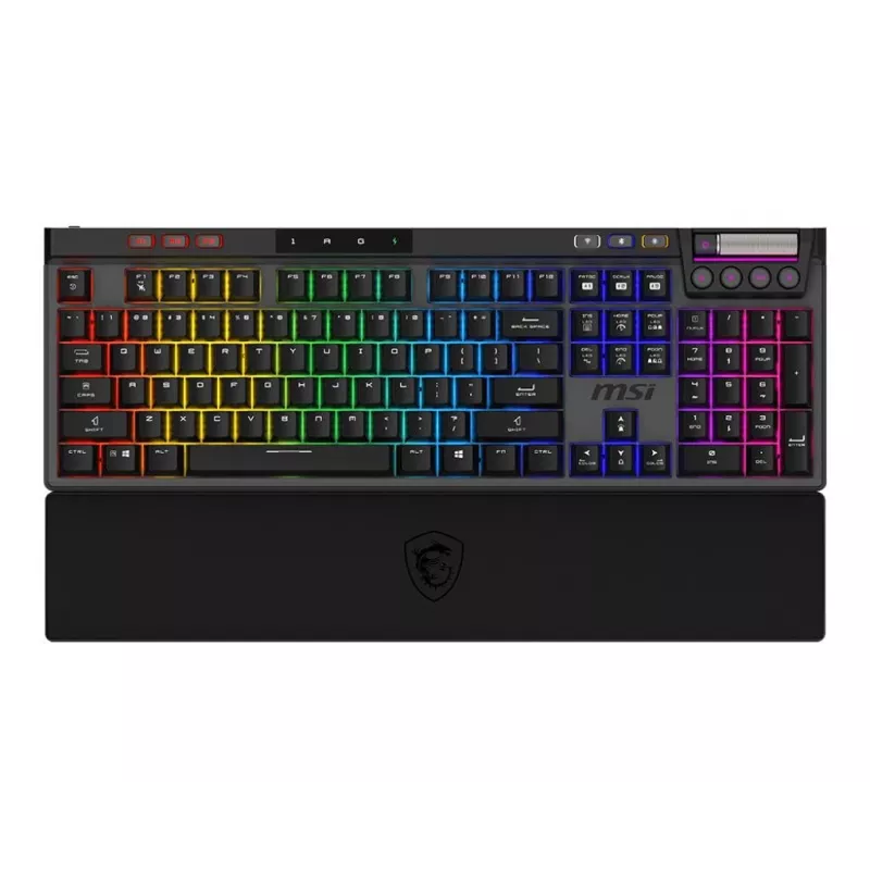 Mechaninė žaidimų klaviatūra MSI Strike Pro W Silent US išdėstymas RGB apšvietimas, laidas, tylūs lytėjimo jungikliai