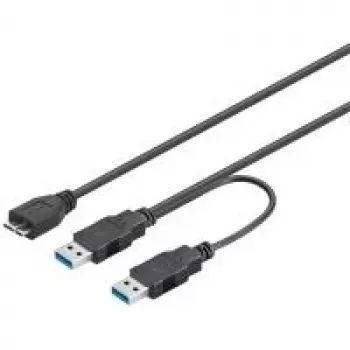 Wentronic Goobay USB 3.0 Dual Power SuperSpeed kabelis, juodas, 0,3 m - USB 3.0 kištukas (A tipas), USB 3.0 kištukas (A tipas) > USB 3.0 Micro kištukas (B tipas) (95746)