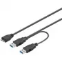 Wentronic Goobay USB 3.0 Dual Power SuperSpeed kabelis, juodas, 0,3 m - USB 3.0 kištukas (A tipas), USB 3.0 kištukas (A tipas) > USB 3.0 Micro kištukas (B tipas) (95746)