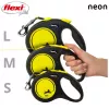 Ištraukiamasis pavadėlis Flexi New NEON 5 m – juostinis pavadėlis mažiems šunims iki 15 kg, juodai geltonas