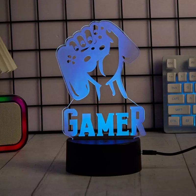 Stalinė LED lempa MANTA SNL122RGB RGB 3D šviesos dekoracija, keičiama spalva, USB maitinimas