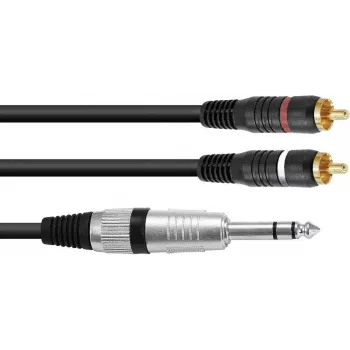 Stereo adapterinis kabelis Omnitronic 2x RCA (Cinch) į 2x RCA, 1.5 m, modelis 30225223