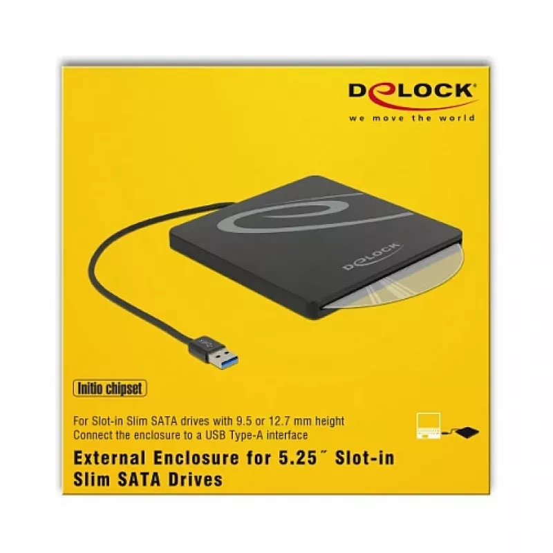 Išorinis korpusas ODD DeLOCK 42604 13.3 cm (5,25 colio) SATA III juodas
